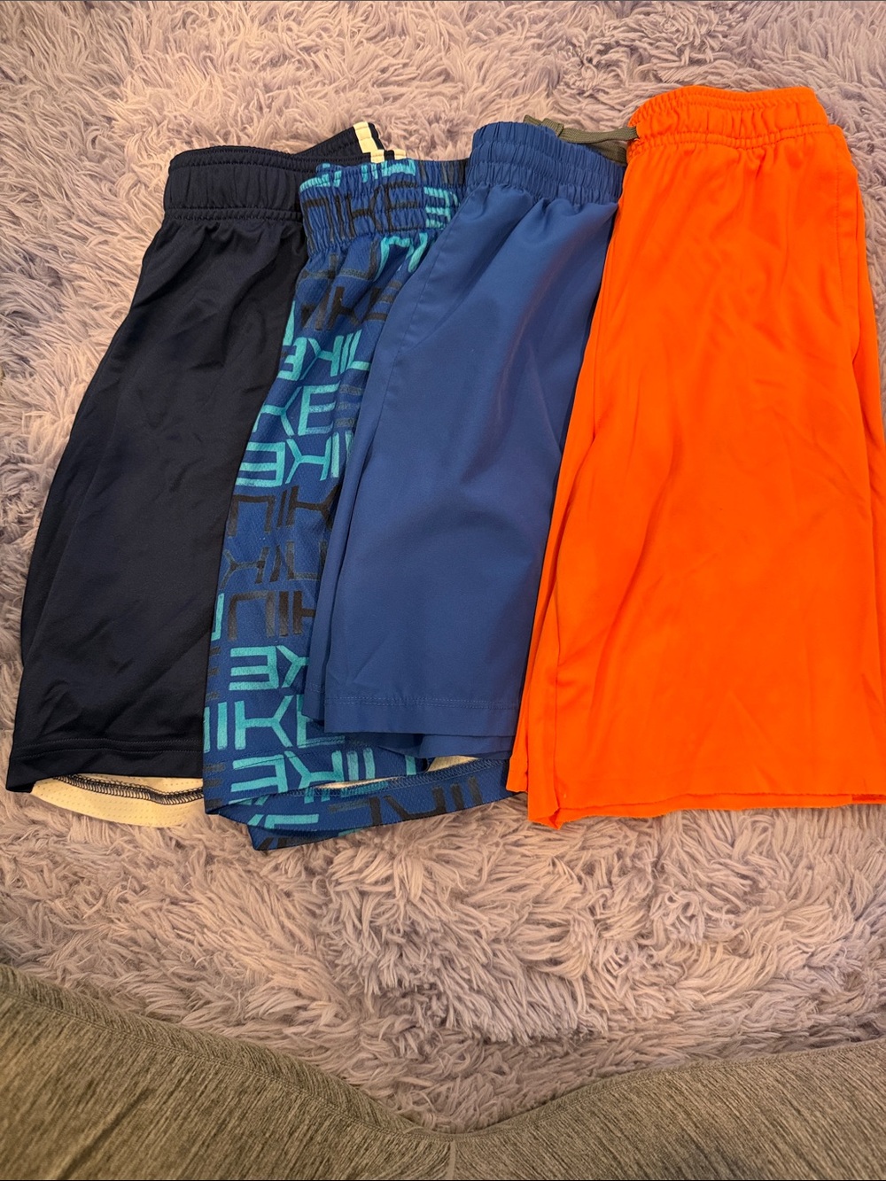 Boys Athletic Shorts Bundle - Navy, Blue, Teal Pattern, Bright Orange